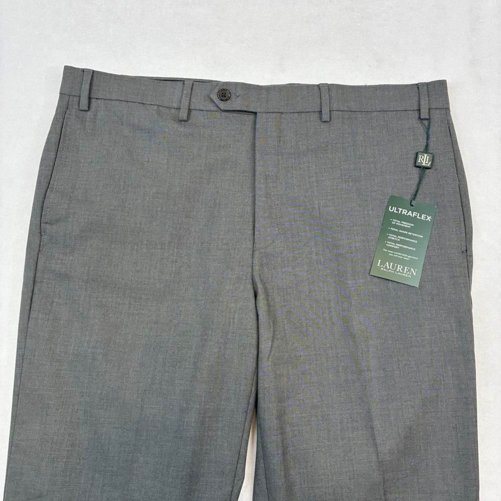Lauren Ralph Lauren Dress Pants Mens 38x32 Gray Ultraflex Classic Fit‎ NEW